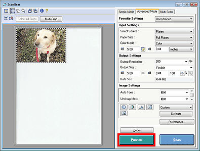 Using Advanced Mode to scan with the MX320 (Windows)