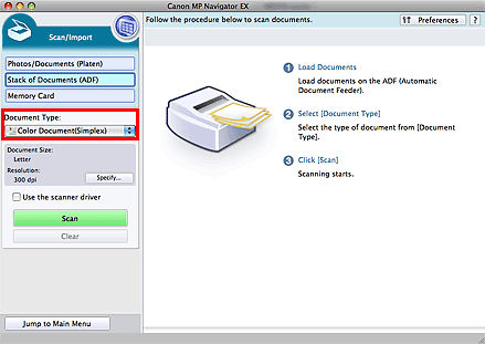 Batch scanning using MP Navigator EX - MX420 (Mac OS X)