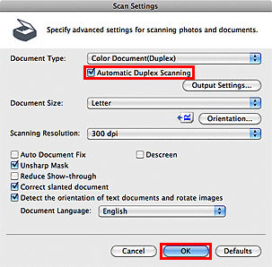 Scanning both sides of a document at one time (Mac) - MX882