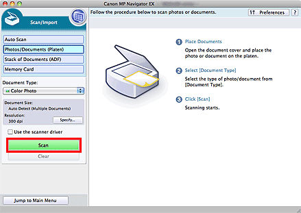 Scan using MP Navigator EX - MX892 (Mac)