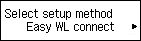 Select setup method screen: Select Easy WL connect