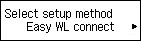 Select setup method screen: Select Easy WL connect