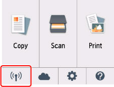 Figure: Touch screen with Network status icon outlined in red