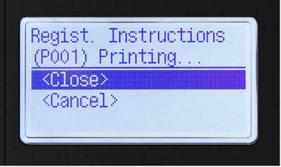 Registration instructions printing screen