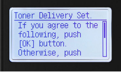 Toner delivery setting agreement screen