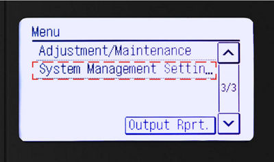 Menu menu with system management setting highlighted