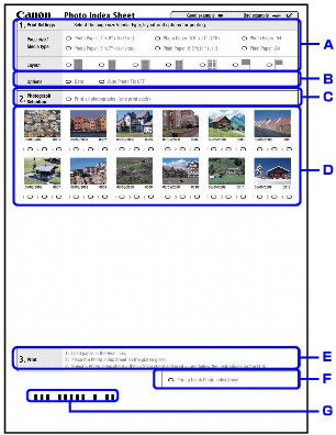 Printing using the Photo Index Sheet MX870