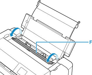 Open the feed slot cover (F)