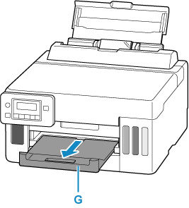 Pull out the paper output tray (G)