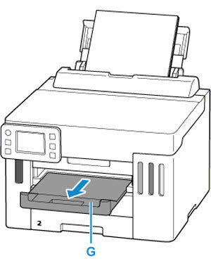 Pull out the paper output tray (G)