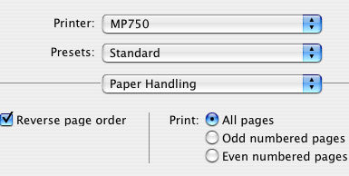 Printing in reverse page order - Mac OS X