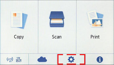 Printer menu with setting icon highlighted