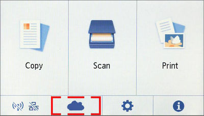 Printer menu with Cloud icon highlighted
