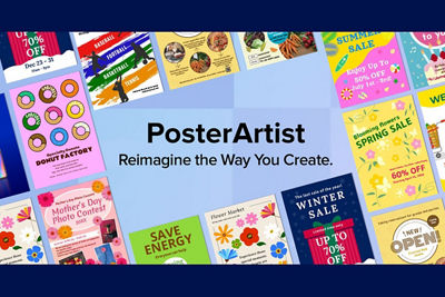 PosterArtist Logo Surronded by Posters