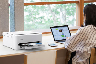 PIXMA TS4320 - Person Using Laptop to Print