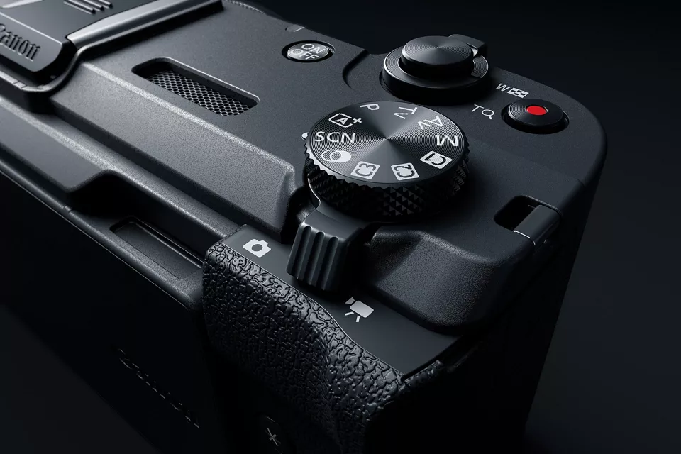 PowerShot V1 - Primer plano de la rueda del modo de disparo