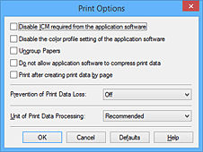 Changing the Print Options - TS3120 / TS3122