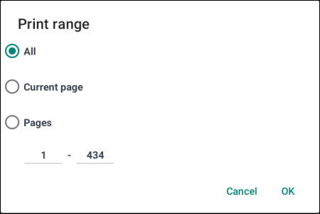 Specify a print range and tap OK