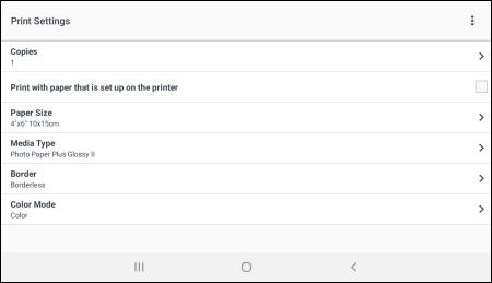 Print Settings menu