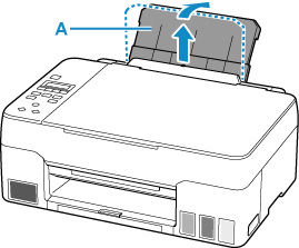 Pull the back paper support straight up and fold it back (A)