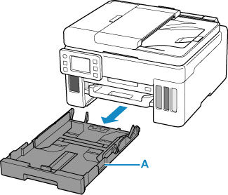 Pull out the cassette (A) from the printer