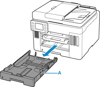 Pull out the cassette (A) from the printer