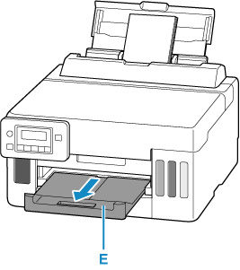 Pull out the paper output tray (E)