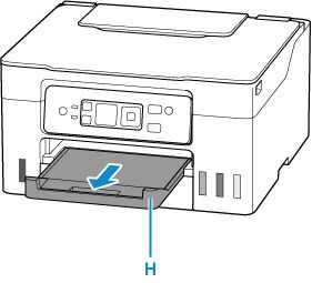 Pull out the paper output tray (E)