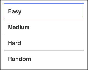 Specify a difficulty level. Easy is the default