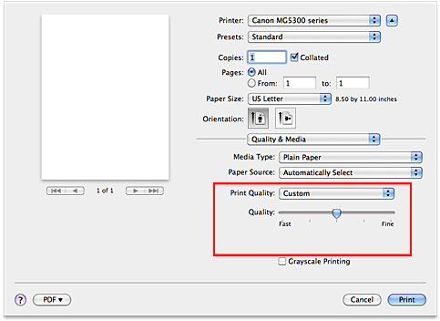 Change Print Quality on Mac OS X - MG6220