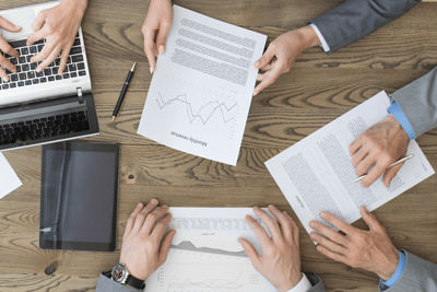Business meeting at a conference table