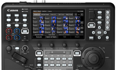 Preset management screen with thumbnail previews