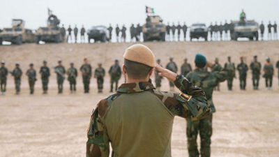 Soldier Saluting to Other Soldiers