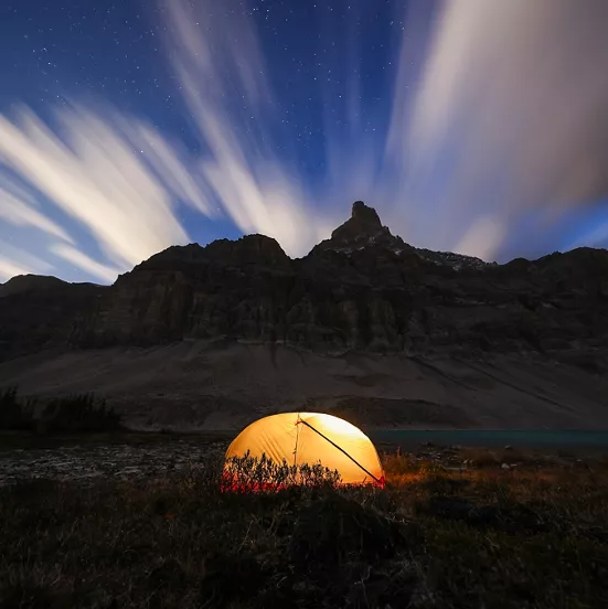 Tent in a Mountain Range