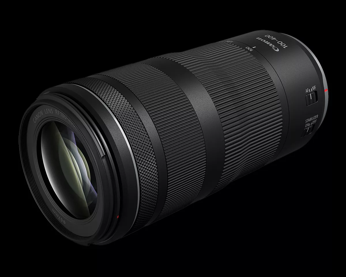 Canon RF100-400mm F5.6-8 IS USM lens, shown in Canon product photography