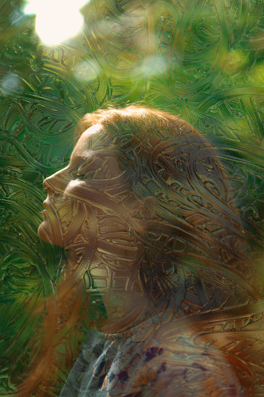 Model Posing for a Picture Through Textured Glass