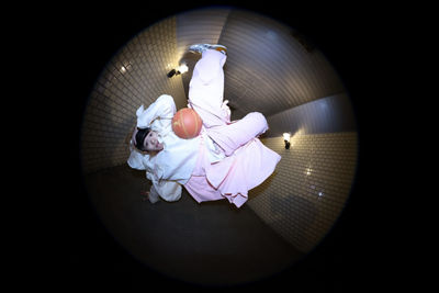 Fisheye View of a Person Breakdancing