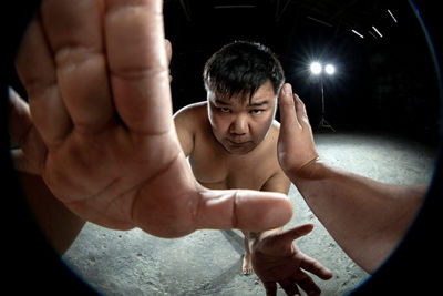 Fisheye View of a Person Breakdancing