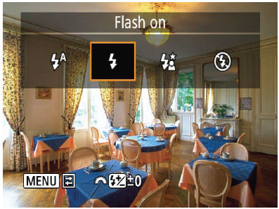 Changing the Flash Mode SX70 HS
