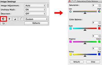 ScanGear Starter EX - Adjusting Saturation and Color Balance (macOS ...