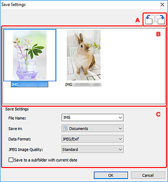 IJ Scan Utility (Windows) - Save Settings Dialog Box