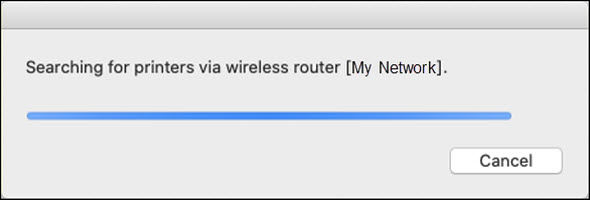 The computer is searching for printers via your wireless network