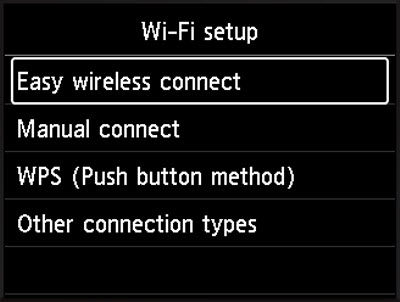 Select Easy wireless connect, then press the OK button