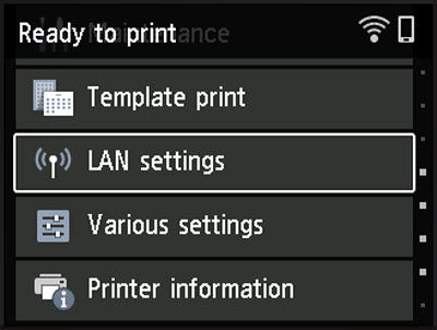 Select LAN settings, then press the OK button