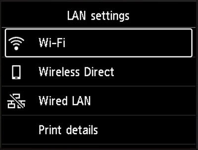 Select Wi-Fi, then press the OK button