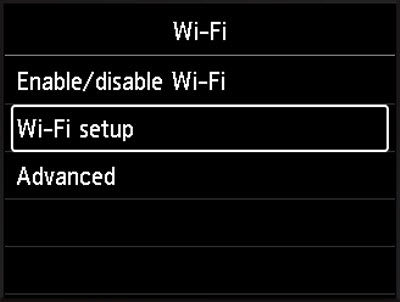 Select Wi-Fi setup and press the OK button on the printer