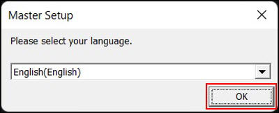 Select your language, then click OK (outlined in red)