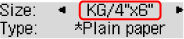 Select the paper size and press the OK button