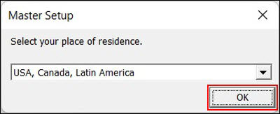 Select your place of residence, then click OK (outlined in red)