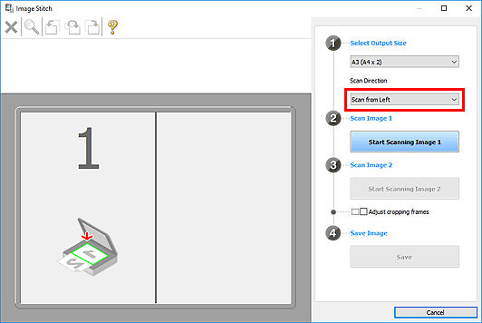 Scanning Items Larger than the Scanner Glass (Image Stitch) (Windows ...